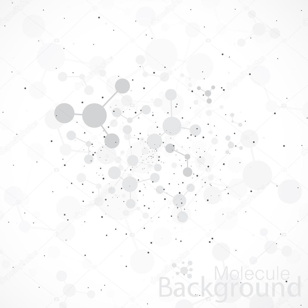 Molecules on gray background. Vector illustration
