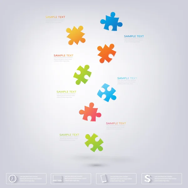 3D Puzzle piece infographics. Can be used for web design, diagram, for workflow layout — Stock Vector