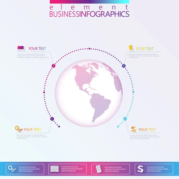 Modèle de réseau 3D abstrait moderne infographie avec place pour votre texte. Peut être utilisé pour la mise en page de flux de travail, diagramme, graphique, options de nombre, conception Web — Image vectorielle