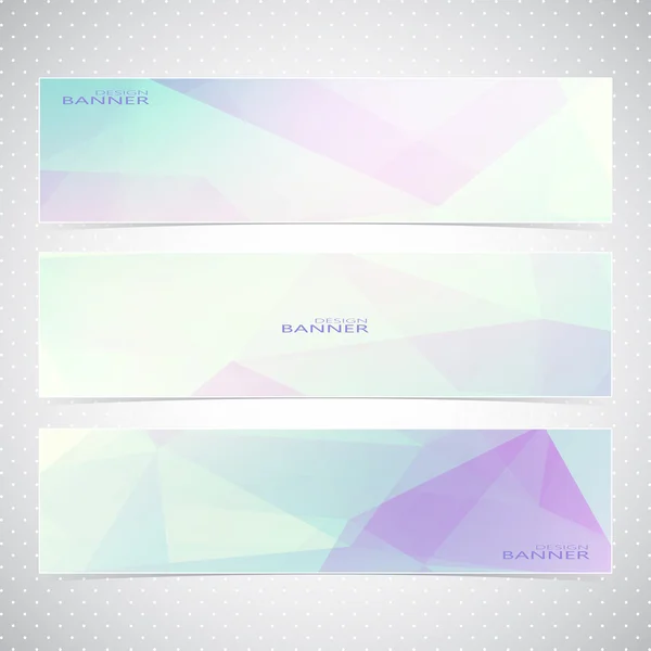 Colorful Horizontal Set Of Banners With Multicolored Polygonal Mosaic Backgrounds. Modern Vector Illustration — Stock Vector