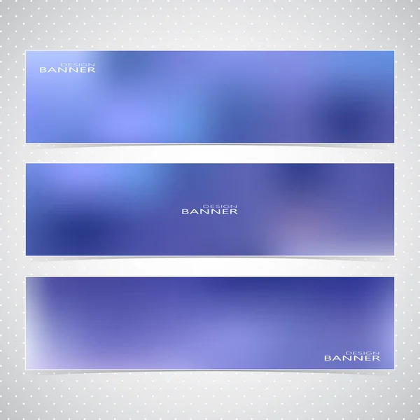 Conjunto horizontal de banners con fondos azules multicolores. Ilustración vectorial moderna — Vector de stock