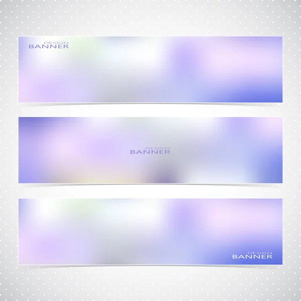 Conjunto horizontal de banners con fondos azules multicolores. Ilustración vectorial moderna — Vector de stock