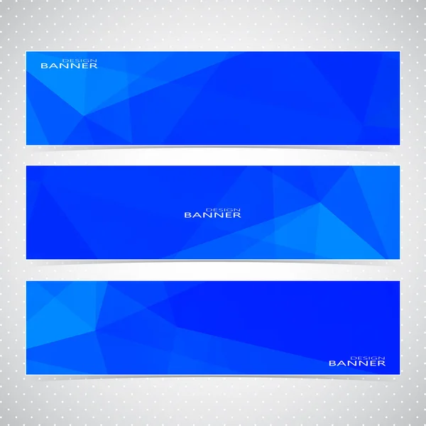Conjunto horizontal azul de banners fondos de mosaico. Ilustración vectorial moderna — Vector de stock