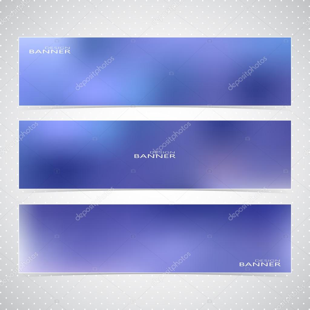 Horizontal Set of Banners with Multicolored Blured Backgrounds. Modern Vector Illustration