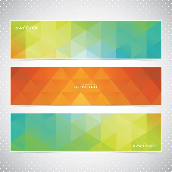 Colorido conjunto horizontal de banners mosaico fondos. Ilustración vectorial moderna — Vector de stock