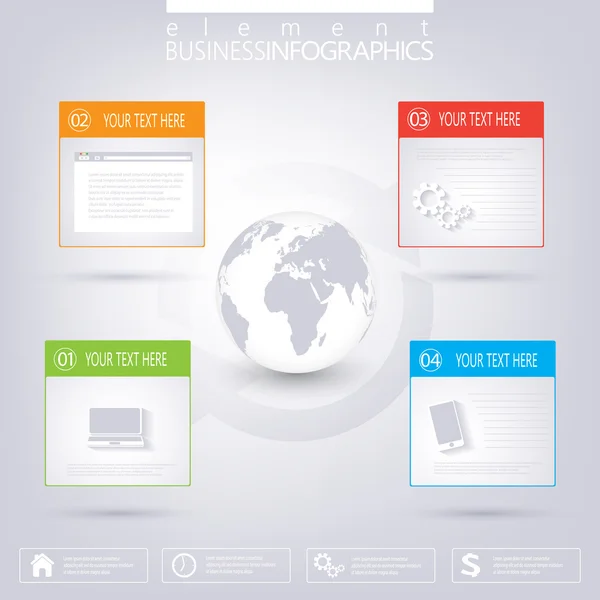 Moderno modello di rete infografica con posto per il testo. Può essere utilizzato per layout del flusso di lavoro, diagramma, grafico, opzioni di numero, web design — Vettoriale Stock