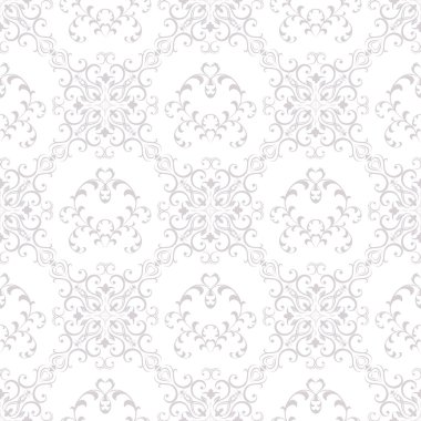 Sorunsuz doku duvar kağıtları Barok tarzında. Arka plan gri ve beyaz renk. Arka planlar ve sayfa dolgu web tasarım için kullanılabilir