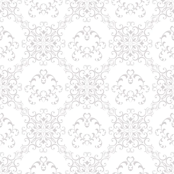 Fonds d'écran Texture sans couture dans le style baroque. Fond de couleur grise et blanche. Peut être utilisé pour les arrière-plans et la conception web de remplissage de page — Image vectorielle