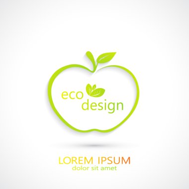 Yeşil elma Logo. Modern tasarım Eko. Vektör çizim