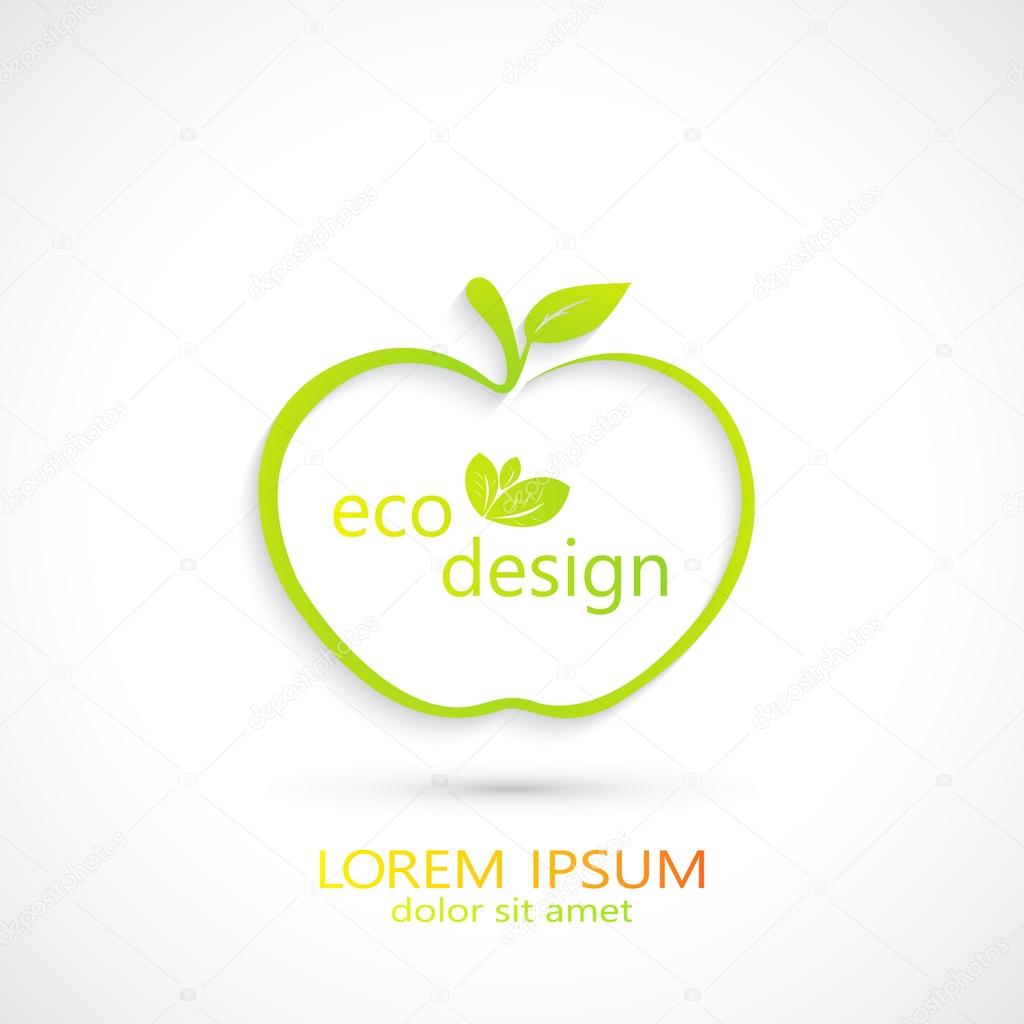 Green Apple Logo . Modern Eco Design . Vector Illustration