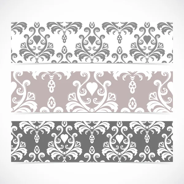 Collection gorizontal banners in the style of Baroque . Modern Vector Illustration — Stock Vector