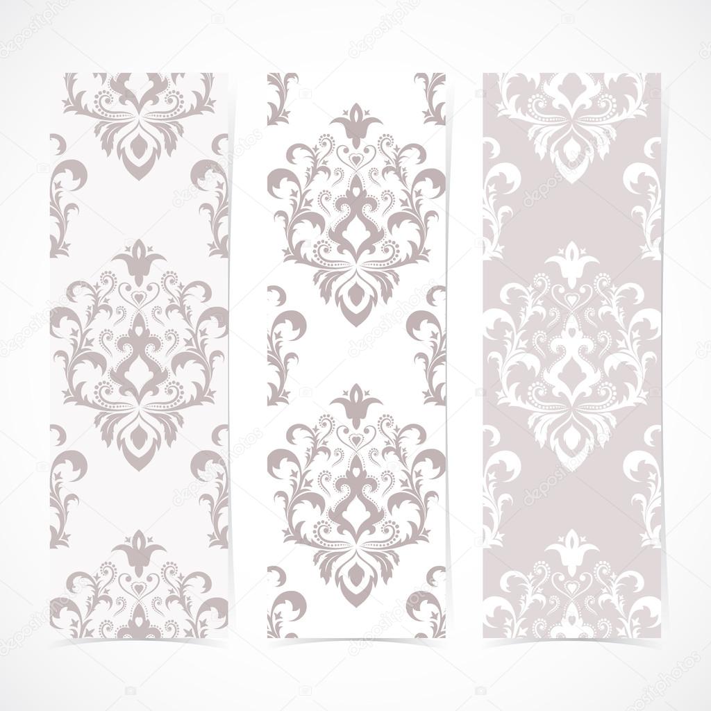 Collection vertical banners in the style of Baroque . Modern Vector Illustration