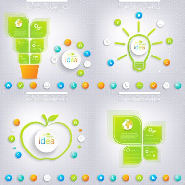 Metniniz için yer ile modern yeşil Infographic tasarım. İş kavramı 3, 4 seçenekleri.