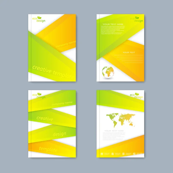 Modern vector set of brochures in the ecology style for your design — Stock Vector