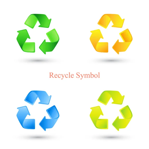 Colorful set of recycle signs. Vector illustration — Stock Vector