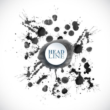 Black paint  of ink  on the white background with place for your text. Vector illustration