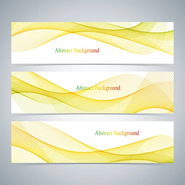 Conjunto abstrato de banners coloridos com linhas curvas. Ilustração vetorial —  Vetores de Stock
