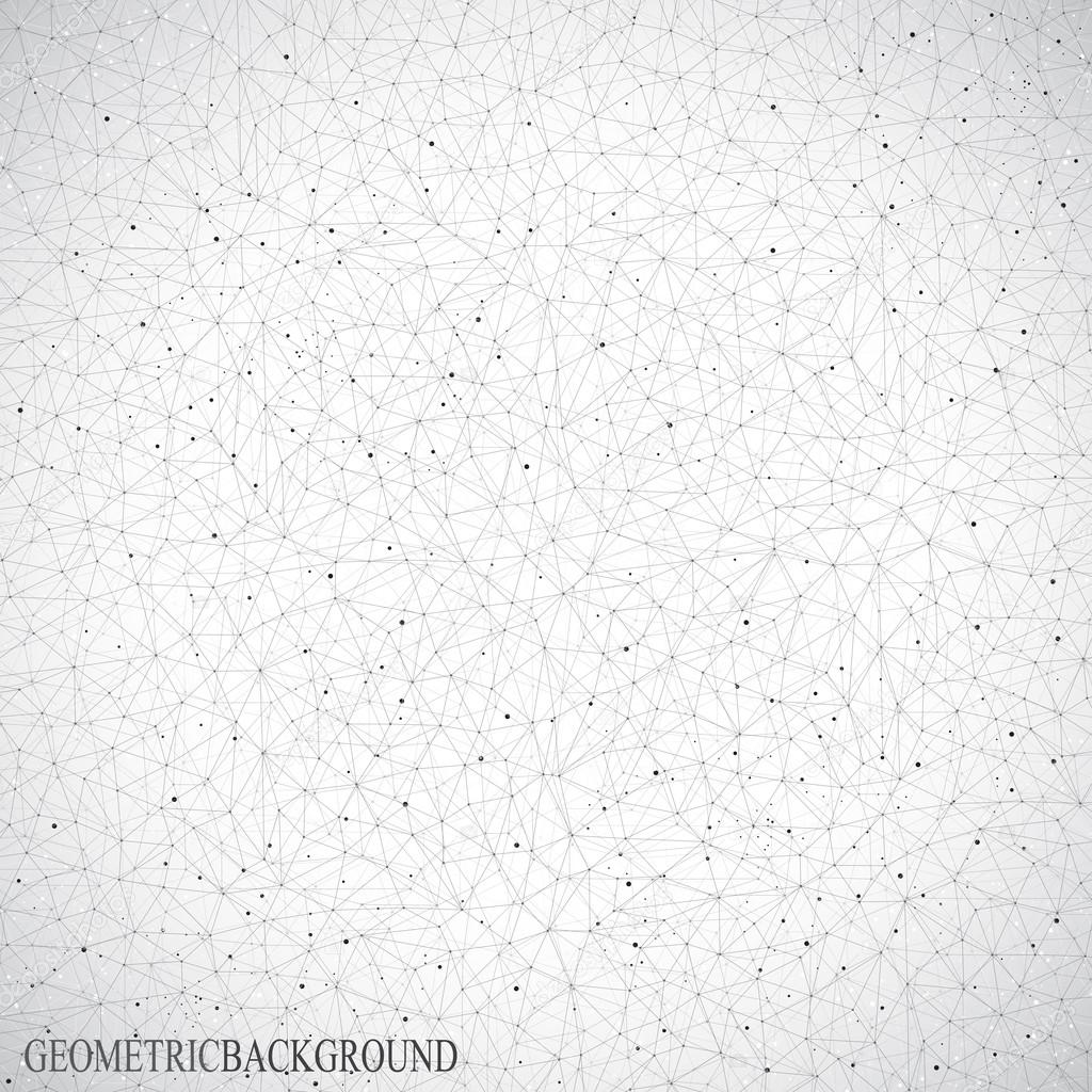 Geometric abstract background with connected lines and dots for your design.  Vector illustration