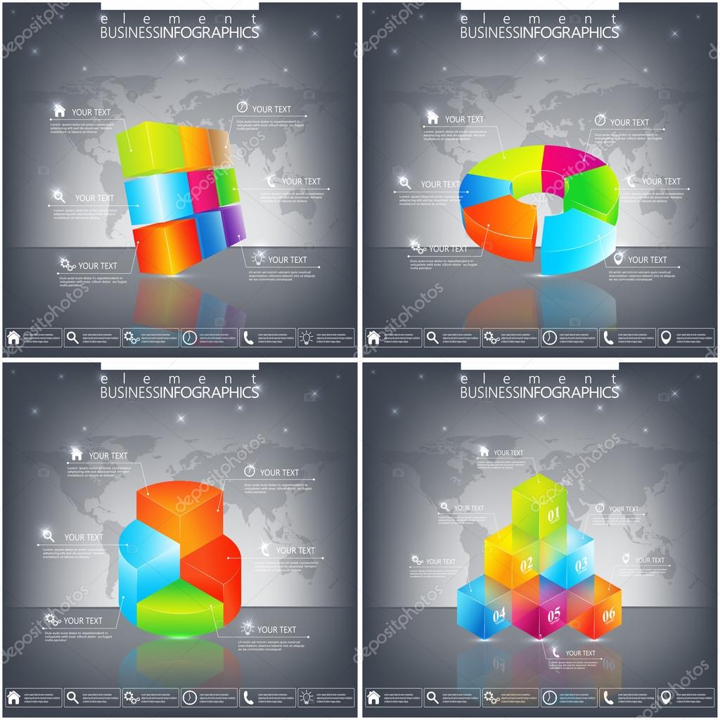 Vector template infographic . Business concept with  4 - 9 options. Modern 3d design.