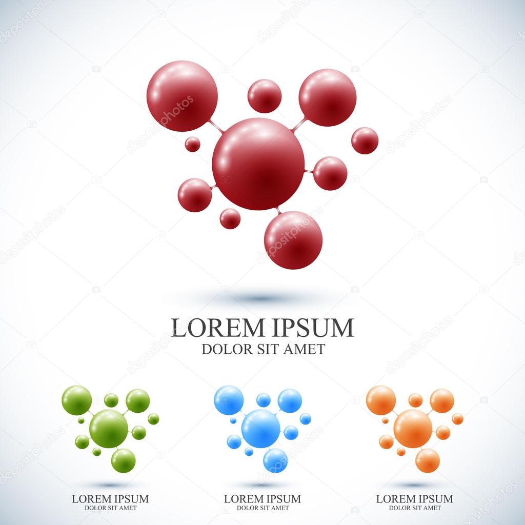 Modern set logotype icon dna and molecule. Vector template for medicine, science, technology , chemistry, biotechnology.