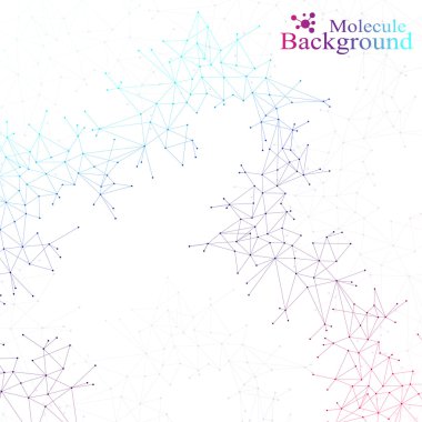 Renkli grafik arka plan molekül ve iletişim. Bağlantıları noktalı çizgiler tasarımınız için. Vektör çizim