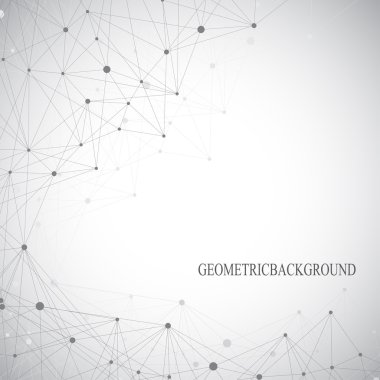 Tasarımınız için bağlantıları olan gri grafik arka plan noktaları. Vektör illüstrasyonu