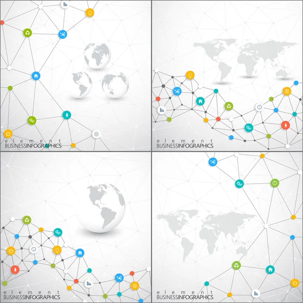 Conjunto moderno de plantilla vectorial de red infográfica. Se puede utilizar para el diseño del flujo de trabajo, diagrama, gráfico, diseño web — Vector de stock