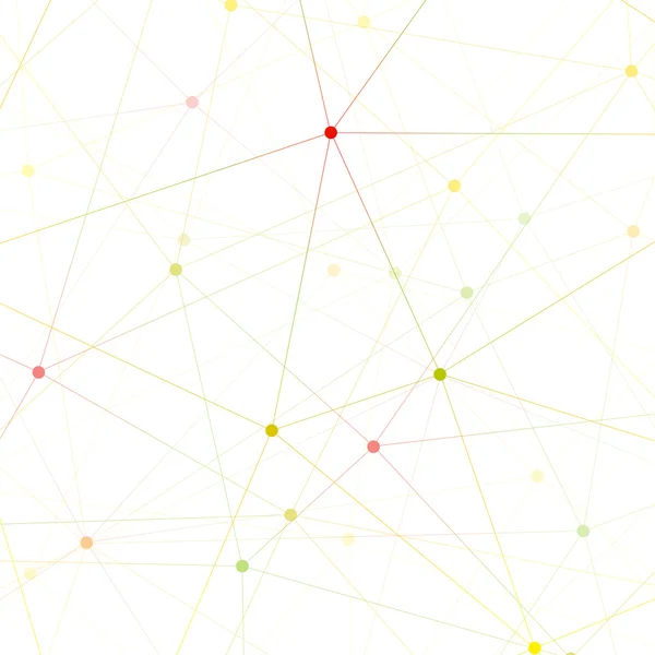 Molécula de fundo gráfico colorido e comunicação. Linhas conectadas com pontos. Ilustração vetorial —  Vetores de Stock