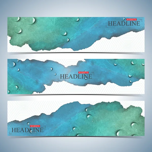 Conjunto de fundos horizontais aquarela. Modelo de design de site de página moderna. Ilustração vetorial —  Vetores de Stock