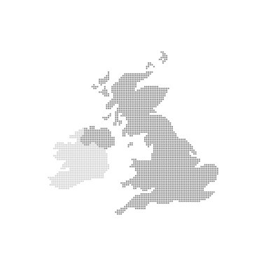 Grey Map United Kingdom In The Dot . Vector illustration clipart