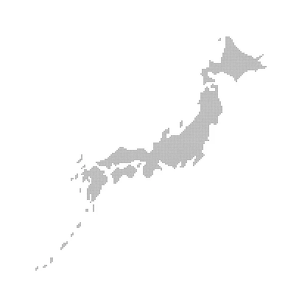 Grey Map Japan In The Dots (en inglés). Ilustración vectorial — Archivo Imágenes Vectoriales