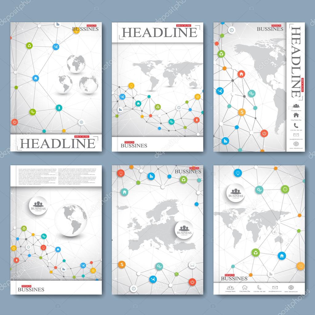 Modern vector set of brochures, magazine, flyer, booklet, cover or report in A4 size. Business design
