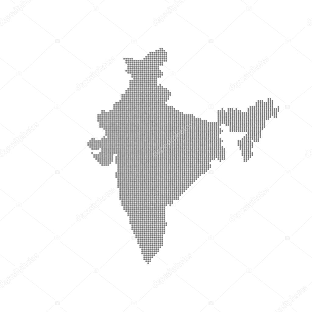 Grey Map India In The Dot . Vector illustration