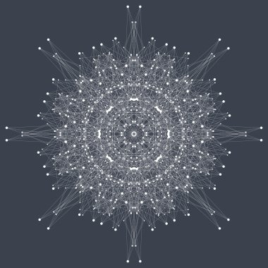 Bağlantılı çizgilerin ve noktaların geometrik soyut formu. Vektör çizim