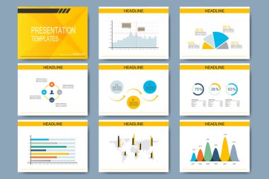 Çok amaçlı sunma kaymak için vektör şablonları kümesi. Modern iş tasarım grafik ve grafik