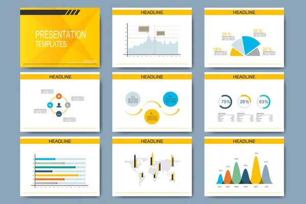 Набір векторних шаблонів для багатоцільових слайдів презентації. Сучасний бізнес-дизайн з графіком і графіками — стоковий вектор