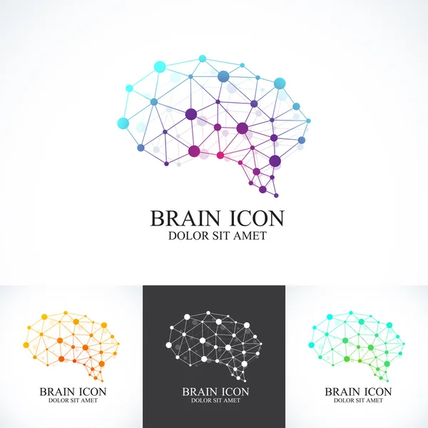 Conjunto de Plantilla de Vector Colorido Cerebro. Icono de diseño de concepto creativo — Archivo Imágenes Vectoriales