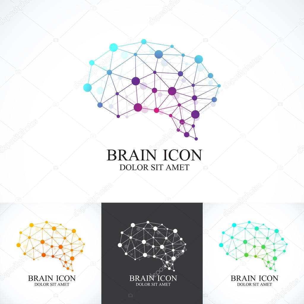 Set of Colorful Vector Template Brain . Creative concept design icon