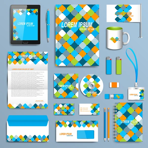 Conjunto de plantilla de identidad corporativa vectorial. Diseño moderno de maquetas de papelería de negocios — Archivo Imágenes Vectoriales