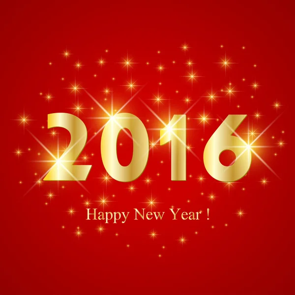 Wzór tekstu szczęśliwy nowy rok 2016 na czerwonym tle. Ilustracja wektorowa — Wektor stockowy