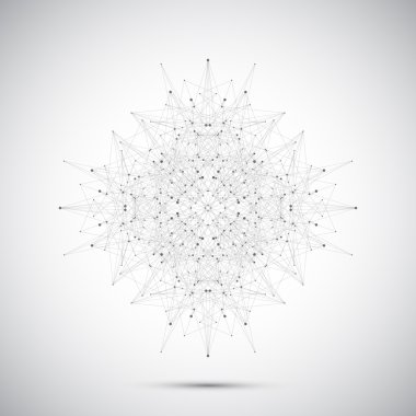 Bağlantılı çizgilerin ve noktaların geometrik soyut formu. Vektör çizim