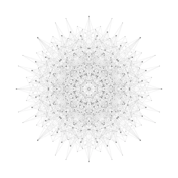 Geometrische abstrakte Form mit miteinander verbundenen Linien und Punkten. Vektorillustration — Stockvektor