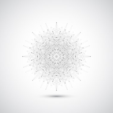 Bağlantılı çizgilerin ve noktaların geometrik soyut formu. Vektör çizim