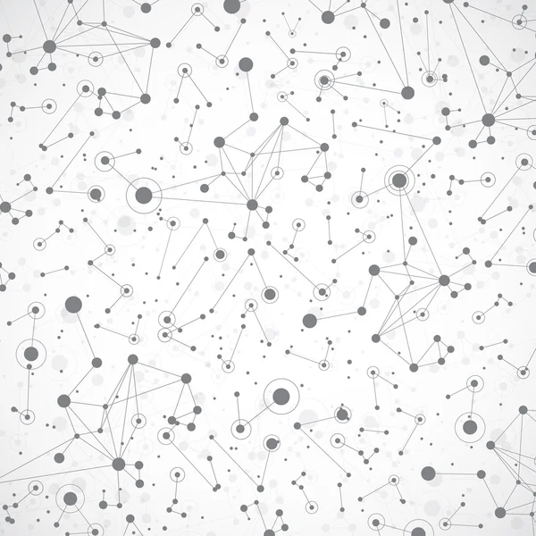Tecnología de fondo gris molécula y comunicación. Líneas conectadas con puntos .Vector ilustración — Vector de stock