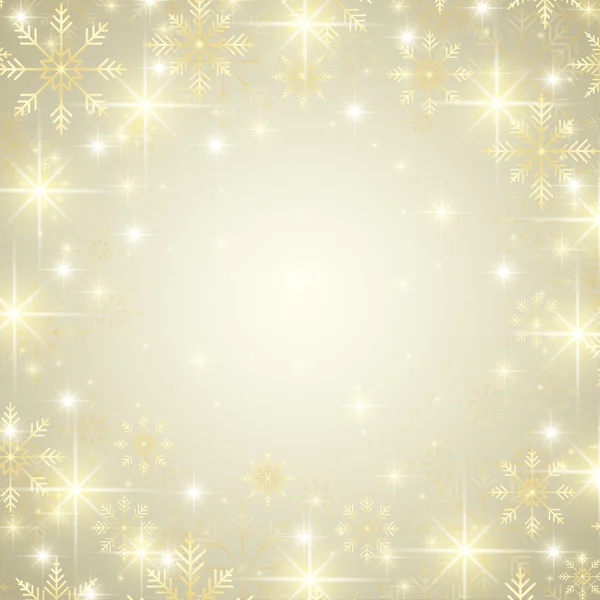 Jul och gott nytt år bakgrund med gyllene snöflingor. Vektor illustration — Stock vektor