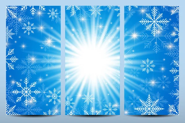 Frohes neues Jahr Flyer. blauer Hintergrund mit Schneeflocken. moderne Design-Vektorschablone — Stockvektor
