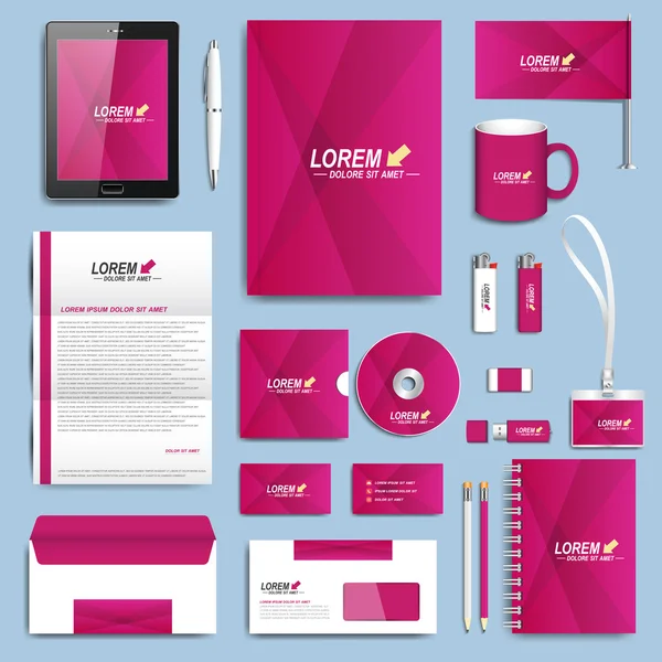 Lila Set von Vektor-Corporate Identity-Vorlagen. modernes Schreibwarendesign — Stockvektor