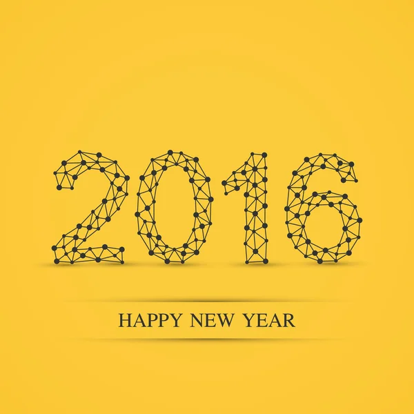 Tekst projektu szczęśliwego nowego roku 2016. Żółte tło — Wektor stockowy