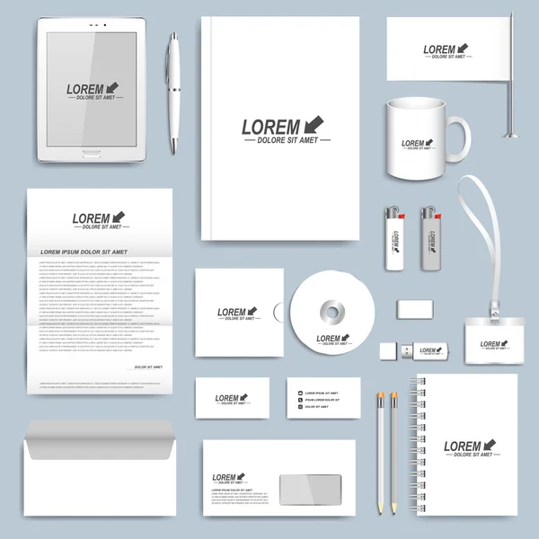 Λευκό σετ διάνυσμα πρότυπα εταιρικής ταυτότητας. Σύγχρονο επιχειρηματικό σχέδιο επιστολόχαρτου — Διανυσματικό Αρχείο