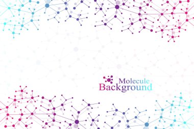 Molekül yapısı dna ve iletişim arka plan. Bağlantılı çizgilerin noktalı. Bilim, bağlantı, kimya, biyoloji, tıp, teknoloji kavramı. Vektör çizim